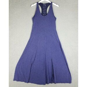 Maeve Anthropologie Midi Dress Women's Medium Blue Flowy Lace Up Back Stretch